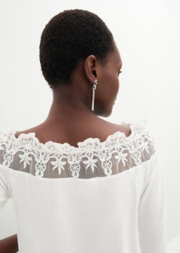 КРУЖЕВНАЯ БЛУЗКА С ОГОНЫМИ ПЛЕЧАМИ__48/50