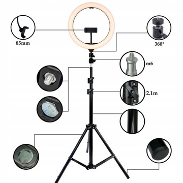 LAMPA Pierścieniowa LED SELFIE DO ZDJĘĆ STATYW RING UCHWYT TELEFON Makijaż