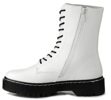 Białe glany damskie buty zimowe wysokie ekoskóra S.Barski 201-67 41