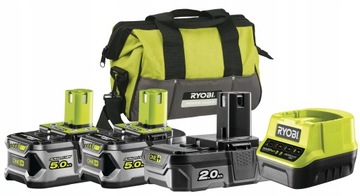 КОМБО-НАБОР RYOBI 9 ИНСТРУМЕНТОВ 18 В 2x5 Ач + 2 Ач СУМКА ДЛЯ АККУМУЛЯТОРОВ