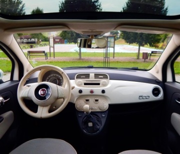 Fiat 500 II Seria 1 1.2 69KM 2014 Fiat 500 1.2 Lounge szklany dach jasne wnętrze bezwypadkowy, zdjęcie 16