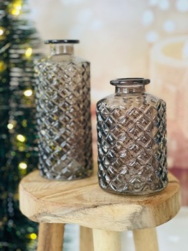 НАБОР 2 Х СЕРАЯ СТЕКЛЯННАЯ ВАЗА