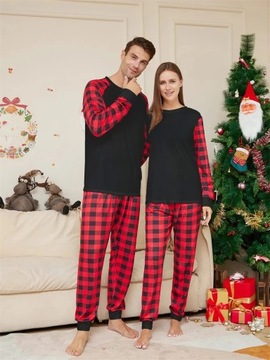 Rodzinna piżama świąteczna Bluzki z piżnami dla dzieci i spodnie w kratę ś