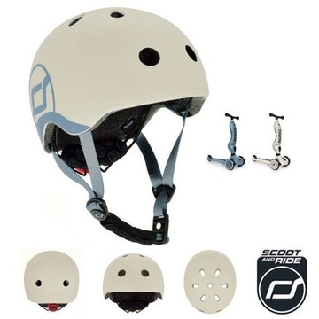 SCOOTANDRIDE Ash СКУТЕР и НАБОР 2в1 + ШЛЕМ со светодиодной подсветкой XXS для S 1+