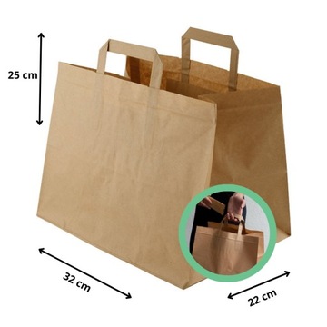 Torby papierowe z uchwytem | eko torby z papieru | 32x22x25 cm 250 szt.