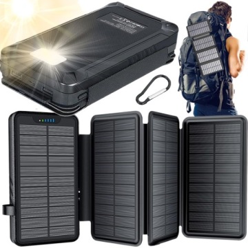 Solární powerbanka 26800 mAh Nabíjení 5V 2A Voděodolná pro turistiku