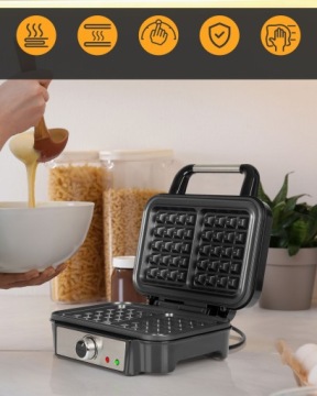 МОЩНАЯ ВАФЕЛЬЧАТКА 2 БОЛЬШИЕ ХРУСТЯЩИЕ ВАФЛИ PROFICOOK
