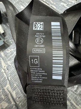 РЕМЕНЬ БЕЗОПАСНОСТИ ПЕРЕДНИЙ ЛЕВ C4 CACTUS LIFT 98009786XX