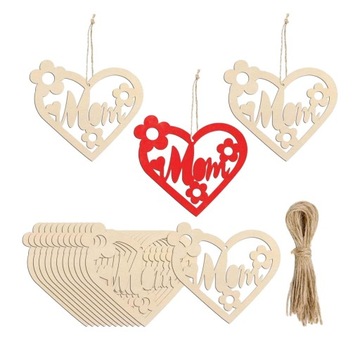 20 шт., подвесные украшения на день матери, подарок для мамы, декоративная отделка из дерева, сделай сам, под покраску