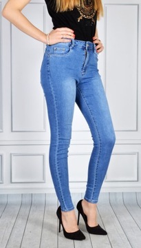 Spodnie Jeansy Wysoki Stan Jeansowe Push-Up Skinny