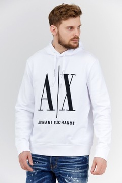 ARMANI EXCHANGE Biała bluza z kapturem i logo r M