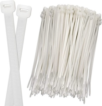 100x KABLOWE OPASKI ZACISKOWE TRYTKI BIAŁE 2,5x250 mm