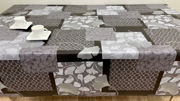 CERATA NA STÓŁ OBRUS SZARE LIŚCIE MIŁORZĄB 140x200