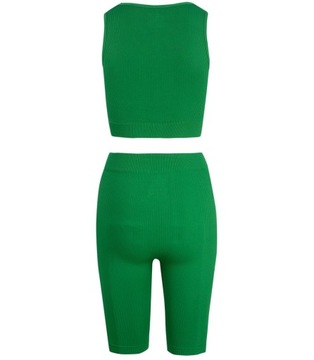 Sportowy zestaw legginsy +top szerokie ramiączka MISSY (Zielony) 4XL/5XL