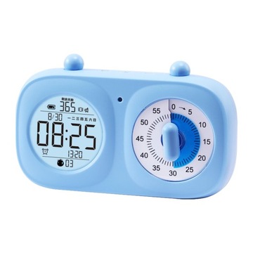 Visual Timer Clock Dual Screen Silent Rechargeable LCD Display Study Blue