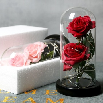 Красная двойная вечная роза под светодиодным подарком оформления абажура WR15