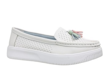 S.LEONE SNEAKERSY DAMSKIE SP015 - BE SKÓRA NATURALNA BEŻOWY R 40