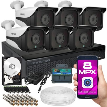 TELEWIZJA PRZEMYSŁOWA 6 KAMER 4K 8MP DUŻY DYSK 4TB