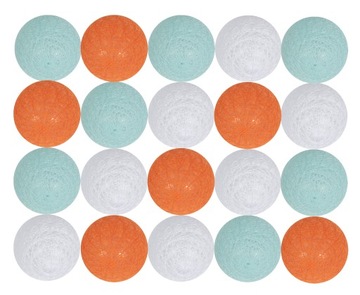 GIRLANDA LAMPKI COTTON BALLS 20LED 6cm - LAMPKI NA PRĄD