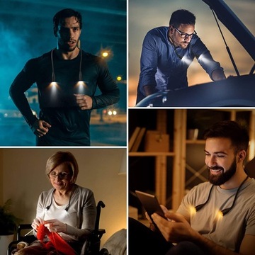 Светодиодная лампа для чтения на шею, перезаряжаемая, 3 ЦВЕТА