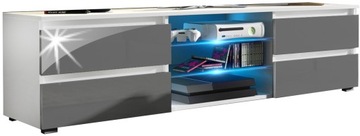 KOMODA PÓŁKA Szafka RTV BIAŁY + szary połysk 150