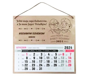 KALENDARZ 2024 PREZENT DZIEŃ BABCI I DZIADKA GRAWER