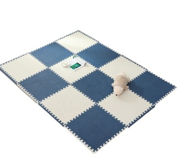 DUŻA MATA PIANKOWA 240x180x1,2 PUZZLE 12 ELEMENTÓW BIAŁO GRANATOWA