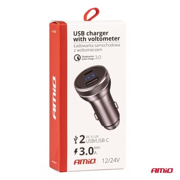 38 Вт автомобильного зарядного устройства с USB + USB-C Вольтметр для автомобиля
