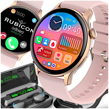 SMARTWATCH Damski Zegarek ROZMOWY POLSKIE MENU SPORT + SŁUCHAWKI BLUETOOTH