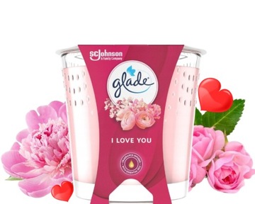 ŚWIECA ZAPACHOWA GLADE I LOVE YOU 129G NEKTAR RÓŻA Z OLEJKAMI ETERYCZNYMI