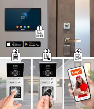 WIDEODOMOFON 2 RODZINNY 5TECH NATYNKOWY 84225-2 2 MONITORY 8'' WIFI KOD