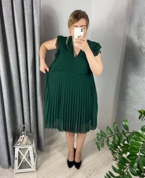 Plisowana Sukienka PLUS SIZE Na Komunie Na Wesele Kolory rozm_42/44