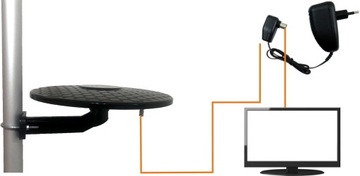 КРУГЛАЯ ТВ АНТЕННА DVB-T2 КОМПАКТНАЯ АКТИВНАЯ ЧЕРНАЯ
