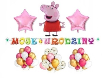 Zestaw Balony Świnka Peppa Urodziny 1-9