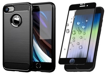 ETUI do Apple iPhone 7 / 8 CARBON CASE + SZKŁO