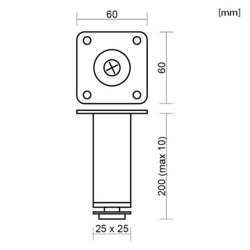 4x НОЖКА МЕБЕЛЬНАЯ НОЖКА ЧЕРНАЯ НОЖКА ПОД ШКАФ МЕБЕЛЬНАЯ НОЖКА В20СМ С РЕГУЛИРОВКОЙ