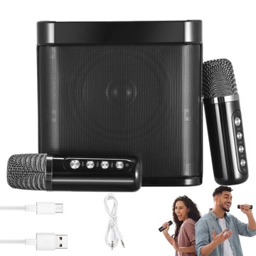KARAOKE Z 2 MIKROFONEM DO ŚPIEWANIA BLUETOOTH ZESTAW 7 EFEKTÓW DŹWIĘKOWYC