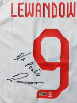 ROBERT LEWANDOWSKI koszulka Polska z ORYGINALNYM AUTOGRAFEM + CERTYFIKAT