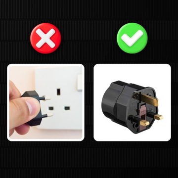 ДОРОЖНЫЙ АДАПТЕР АДАПТЕР ЕС РОЗЕТКА АНГЛИЯ ПОЛЬША ЧЕРНЫЙ ПРЕДОХРАНИТЕЛЬ