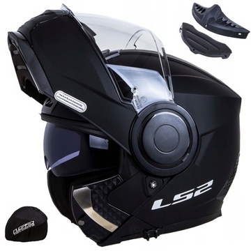 LS2 KASK MOTOCYKLOWY SZCZĘKOWY Z BLENDĄ FF902 SCOPE SOLID BLACK MAT L