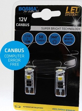 12V LED T10 3XSMD 5050 BIAŁA 2PCS ŻARÓWKA MOTO.