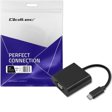 Qoltec Adapter USB 3.1 typ C męski/VGA żeński 1080P 23 cm
