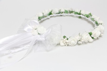 Wianek komunijny dla dziewczynki wianek biały ROSE