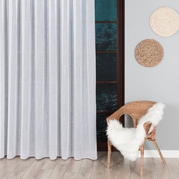 Штора по метражу, белая, 300 см, эколен, структура льна