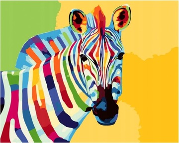 Malowanie Po Numerach dla dzieci Zebra Kolorowa Obraz Z RAMĄ 40x50