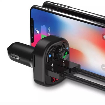 FM-передатчик, зарядное устройство Bluetooth MP3, 2 порта USB