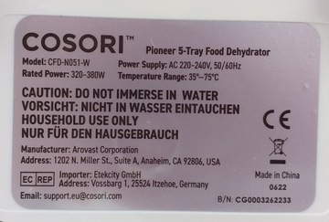 COSORI CFD-N051- W Осушитель пищевых продуктов