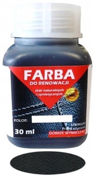 RENOWACJA SKÓR TAPICERKI FARBA LAKIER CZARNY 30ml