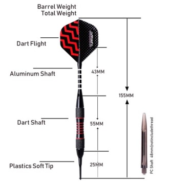 WOLFRAM Turnart DART 9 шт 18 г мягкий наконечник