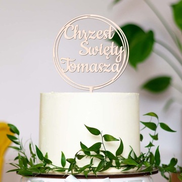 TOPPER CHRZEST ŚWIĘTY IMIĘ NAPIS DEKOR TORT BIAŁY